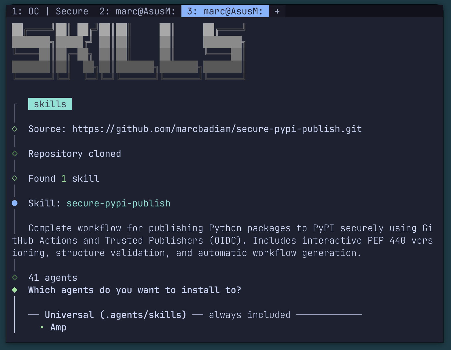 Version selection interface