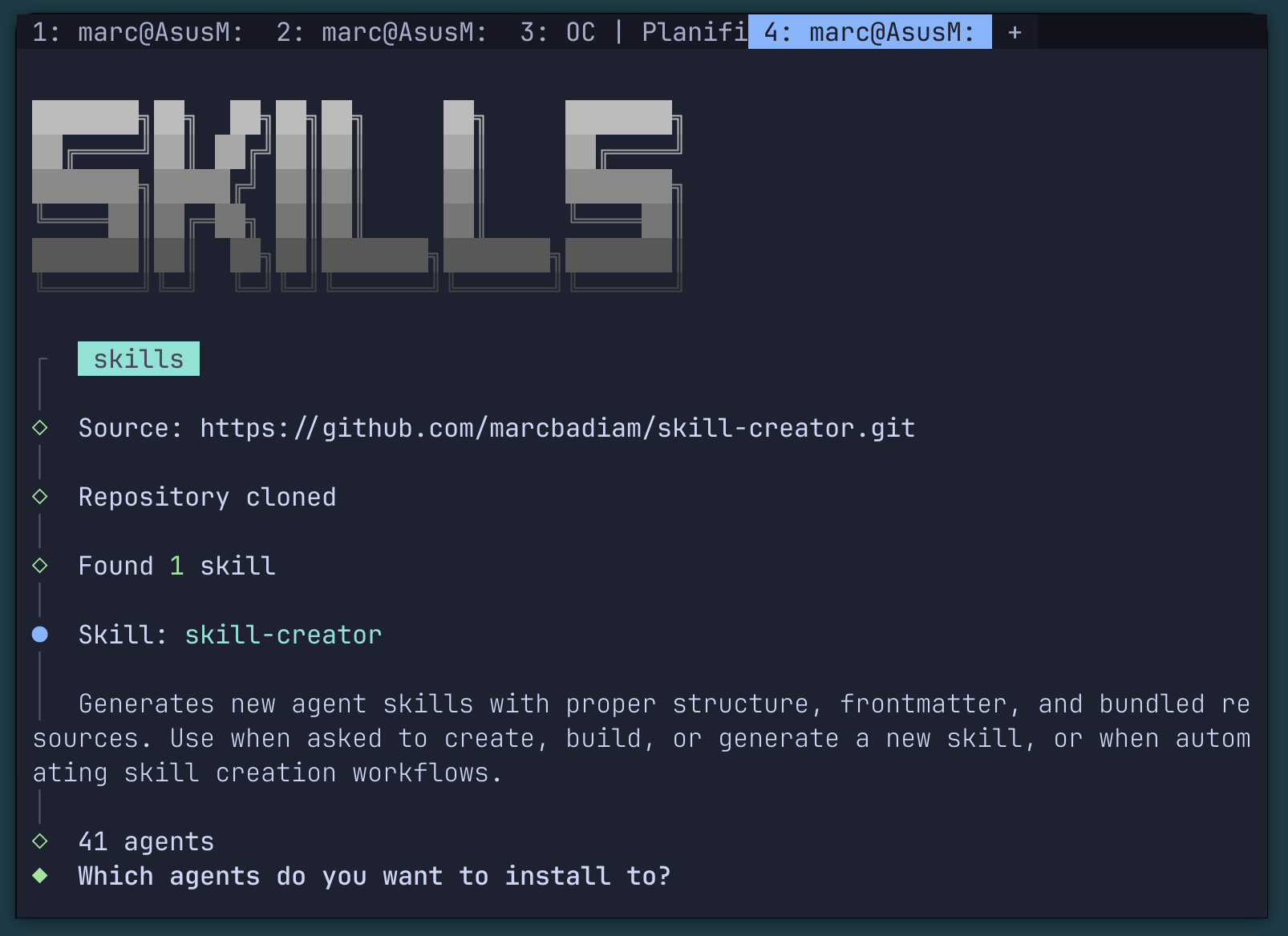 Skill creation interface